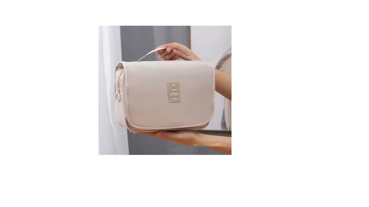 NecessaireBolsa Necessaire Maquiagem Cosméticos Feminina Viagem Com Divisória e Cabide para Pendurar Organizador de Maquiagem Muito Espaço para Maquiagem Shampoo Perfumes Higiene Pessoal (Preto)